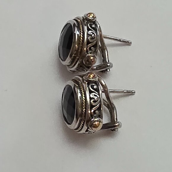 EFFY Balissima Onyx, Sterling Silver and 18K Yellow Gold Stud Earrings - Picture 5 of 14